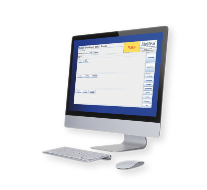 Bildschirm mit geöffneter Software für Steuerung über BUS-System