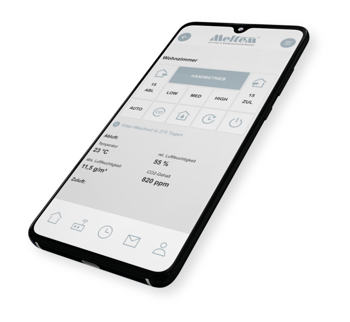 Handy mit geöffneter Meltem-App